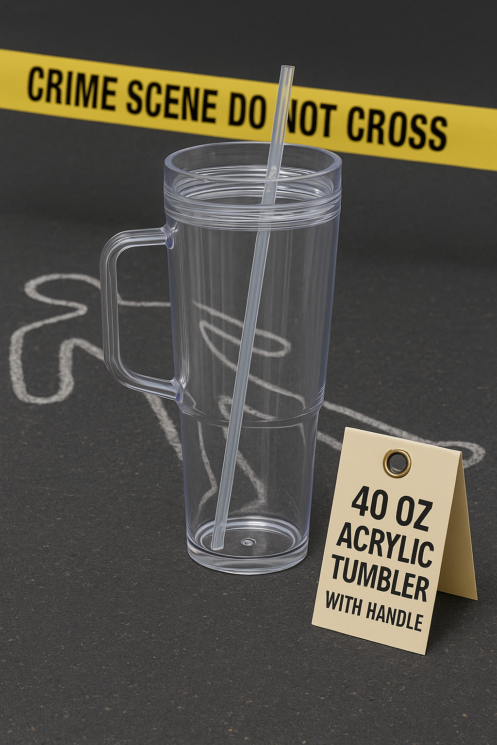 40 oz Acrylic Tumbler with Handle (Clear Lid + Clear Straw)