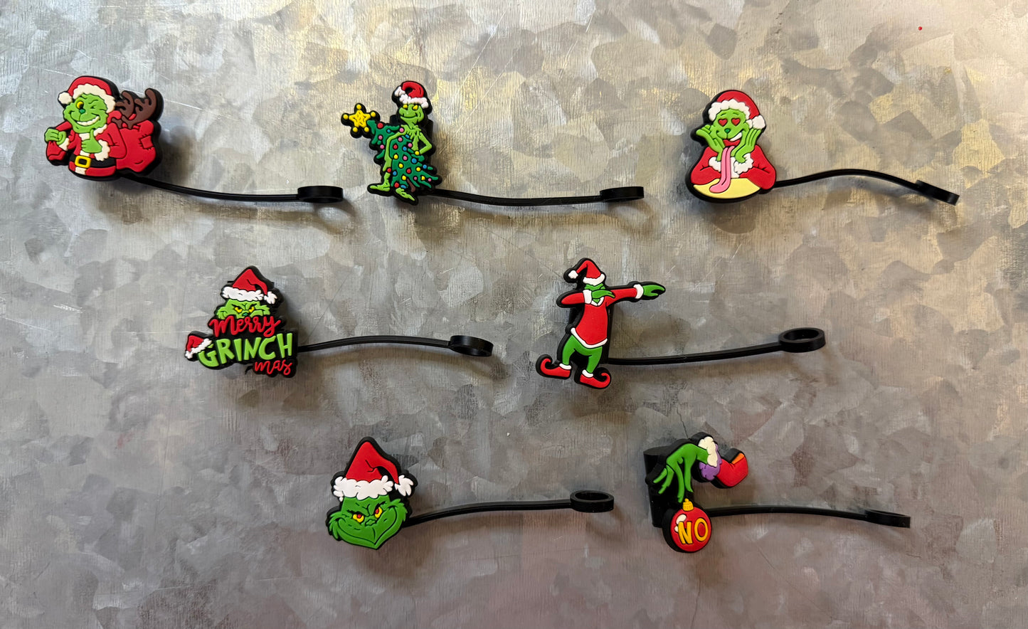 Grinch straw toppers